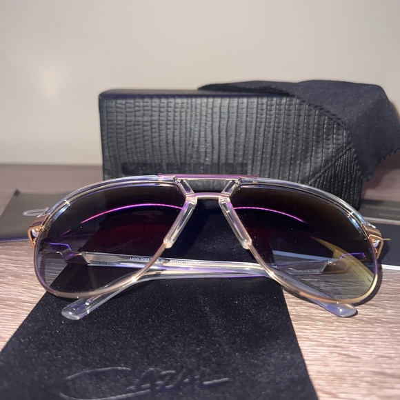 Cazal 9085 Crystal/Gold/Blue Gradient Aviator - Picture 2 of 8